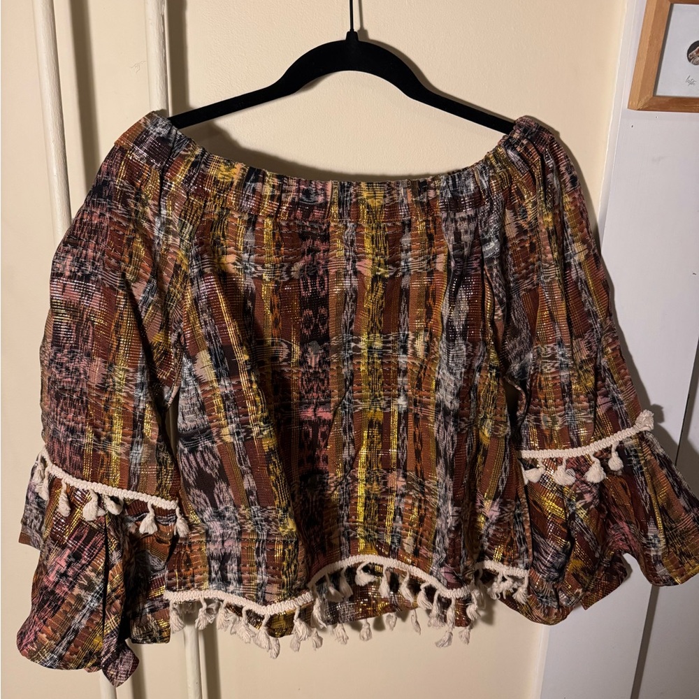 Multicolor Off-Shoulder Boho Blouse
